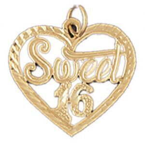 Sweet Sixteen Pendant Necklace Charm Bracelet in Yellow, White or Rose Gold 10328