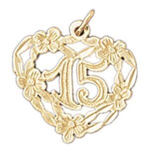 Sweet Sixteen Pendant Necklace Charm Bracelet in Yellow, White or Rose Gold 10329
