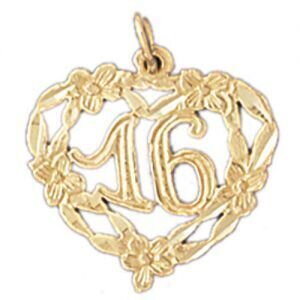 Dazzlers Jewelry Sweet Sixteen Pendant Necklace Charm Bracelet in Yellow, White or Rose Gold 10330,…