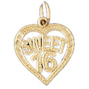 Sweet Sixteen Pendant Necklace Charm Bracelet in Yellow, White or Rose Gold 10332