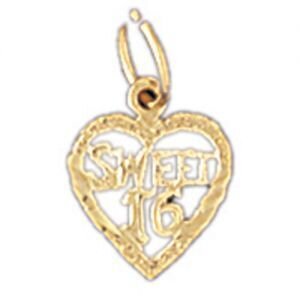 Sweet Sixteen Pendant Necklace Charm Bracelet in Yellow, White or Rose Gold 10334