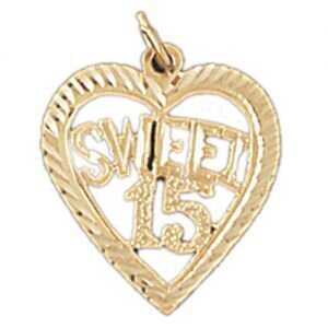 Sweet Sixteen Pendant Necklace Charm Bracelet in Yellow, White or Rose Gold 10335