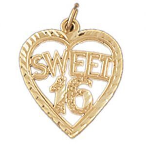 Sweet Sixteen Pendant Necklace Charm Bracelet in Yellow, White or Rose Gold 10336