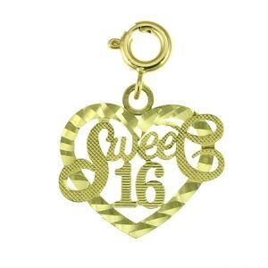 Sweet Sixteen Pendant Necklace Charm Bracelet in Yellow, White or Rose Gold 10337