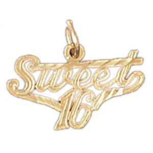 Sweet Sixteen Pendant Necklace Charm Bracelet in Yellow, White or Rose Gold 10341
