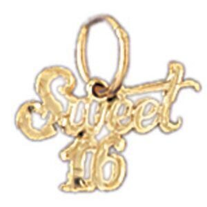 Sweet Sixteen Pendant Necklace Charm Bracelet in Yellow, White or Rose Gold 10342