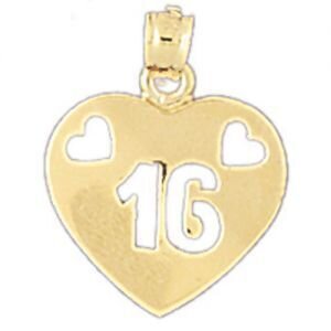 Sweet Sixteen Pendant Necklace Charm Bracelet in Yellow, White or Rose Gold 10343