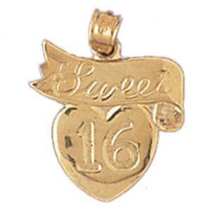 Sweet Sixteen Pendant Necklace Charm Bracelet in Yellow, White or Rose Gold 10344