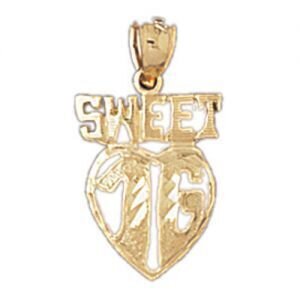 Sweet Sixteen Pendant Necklace Charm Bracelet in Yellow, White or Rose Gold 10345