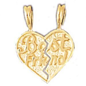 Best Friend Pendant Necklace Charm Bracelet in Yellow, White or Rose Gold 10347