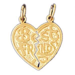 Best Friends Pendant Necklace Charm Bracelet in Yellow, White or Rose Gold 10348