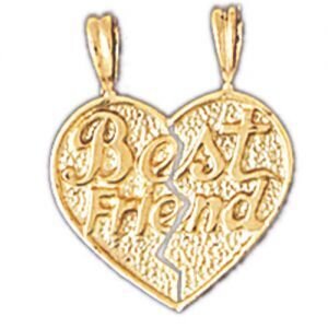 Best Friend Pendant Necklace Charm Bracelet in Yellow, White or Rose Gold 10349