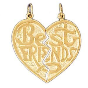 Best Friends Pendant Necklace Charm Bracelet in Yellow, White or Rose Gold 10350