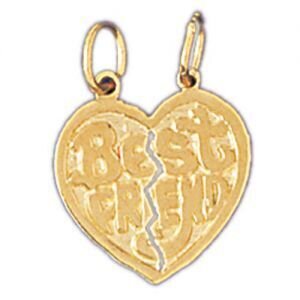 Best Friend Pendant Necklace Charm Bracelet in Yellow, White or Rose Gold 10352