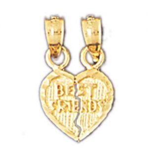 Best Friends Pendant Necklace Charm Bracelet in Yellow, White or Rose Gold 10353