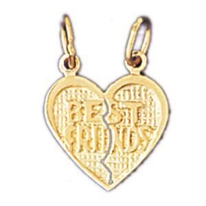 Best Friends Pendant Necklace Charm Bracelet in Yellow, White or Rose Gold 10354