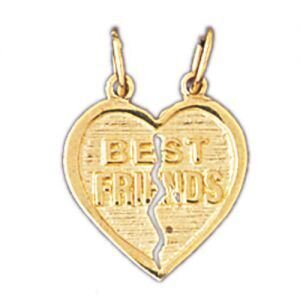 Best Friends Pendant Necklace Charm Bracelet in Yellow, White or Rose Gold 10355
