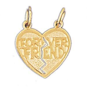 Forever Friend Pendant Necklace Charm Bracelet in Yellow, White or Rose Gold 10358