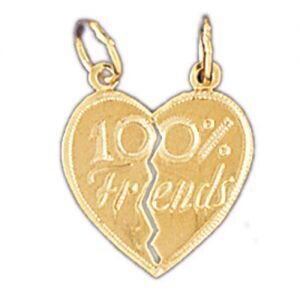One Hundred Per Cent Friends Pendant Necklace Charm Bracelet in Yellow, White or Rose Gold 10359