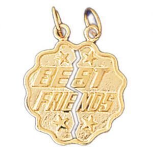 Best Friends Pendant Necklace Charm Bracelet in Yellow, White or Rose Gold 10361