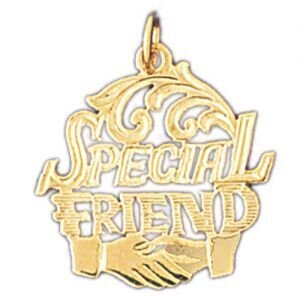 Special Friend Pendant Necklace Charm Bracelet in Yellow, White or Rose Gold 10362