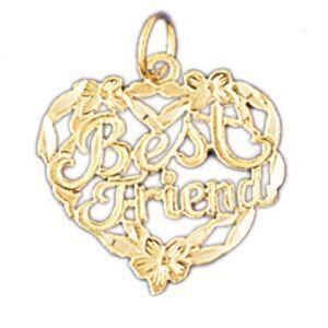 Best Friend Pendant Necklace Charm Bracelet in Yellow, White or Rose Gold 10364