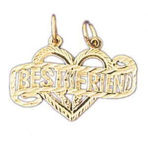 Best Friend Pendant Necklace Charm Bracelet in Yellow, White or Rose Gold 10367