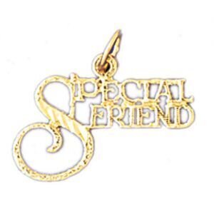 Special Friend Pendant Necklace Charm Bracelet in Yellow, White or Rose Gold 10373