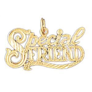 Special Friend Pendant Necklace Charm Bracelet in Yellow, White or Rose Gold 10377