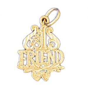 Number One Friend Pendant Necklace Charm Bracelet in Yellow, White or Rose Gold 10384