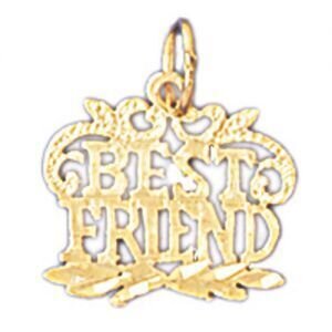 Best Friend Pendant Necklace Charm Bracelet in Yellow, White or Rose Gold 10387