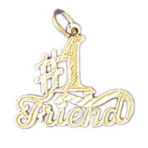 Number One Friend Pendant Necklace Charm Bracelet in Yellow, White or Rose Gold 10392