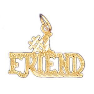Number One Friend Pendant Necklace Charm Bracelet in Yellow, White or Rose Gold 10396
