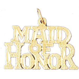 Maid Of Honor Pendant Necklace Charm Bracelet in Yellow, White or Rose Gold 10399