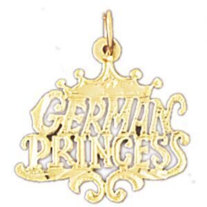 German Princess Pendant Necklace Charm Bracelet in Yellow, White or Rose Gold 10405