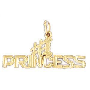 Number One Princess Pendant Necklace Charm Bracelet in Yellow, White or Rose Gold 10407