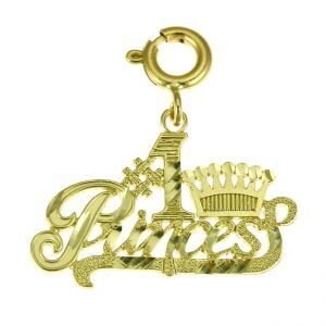 Italian Princess Pendant Necklace Charm Bracelet in Yellow, White or Rose Gold 10408