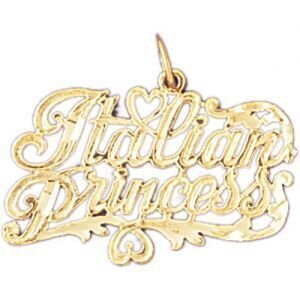 Italian Princess Pendant Necklace Charm Bracelet in Yellow, White or Rose Gold 10410