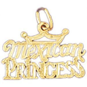 Mexican Princess Pendant Necklace Charm Bracelet in Yellow, White or Rose Gold 10423