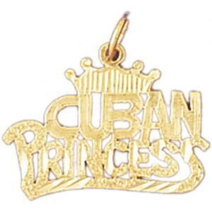 Cuban Princess Pendant Necklace Charm Bracelet in Yellow, White or Rose Gold 10426