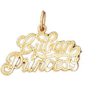 Cuban Princess Pendant Necklace Charm Bracelet in Yellow, White or Rose Gold 10427