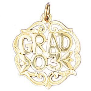 Graduation 2003 Pendant Necklace Charm Bracelet in Yellow, White or Rose Gold 10428
