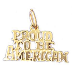 Proud To Be American Pendant Necklace Charm Bracelet in Yellow, White or Rose Gold 10435