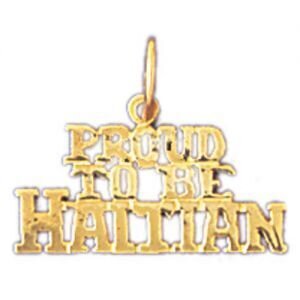 Proud To Be Haitian Pendant Necklace Charm Bracelet in Yellow, White or Rose Gold 10436