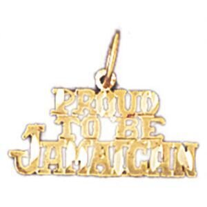 Proud To Be Jamaican Pendant Necklace Charm Bracelet in Yellow, White or Rose Gold 10437