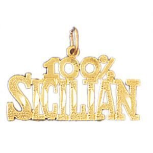 One Hundred Per Cent Sicilian Pendant Necklace Charm Bracelet in Yellow, White or Rose Gold 10443