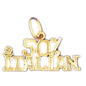 Fifty Per Cent Italian Pendant Necklace Charm Bracelet in Yellow, White or Rose Gold 10446