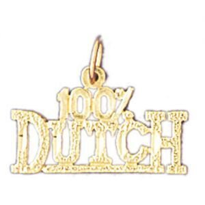 One Hundred Per Cent Dutch Pendant Necklace Charm Bracelet in Yellow, White or Rose Gold 10451