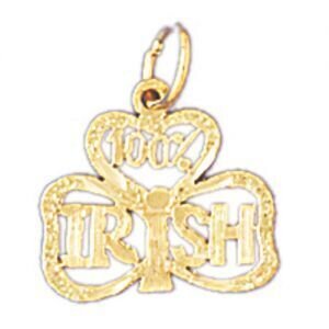 One Hundred Per Cent Irish Pendant Necklace Charm Bracelet in Yellow, White or Rose Gold 10453