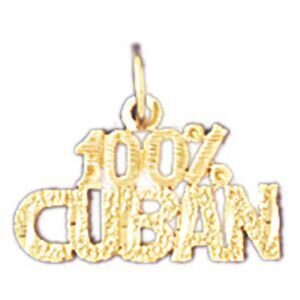 One Hundred Per Cent Cuban Pendant Necklace Charm Bracelet in Yellow, White or Rose Gold 10455